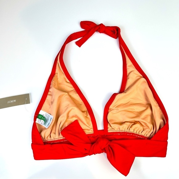 DD halter tie-back bikini top with mesh red - Picture 3 of 5